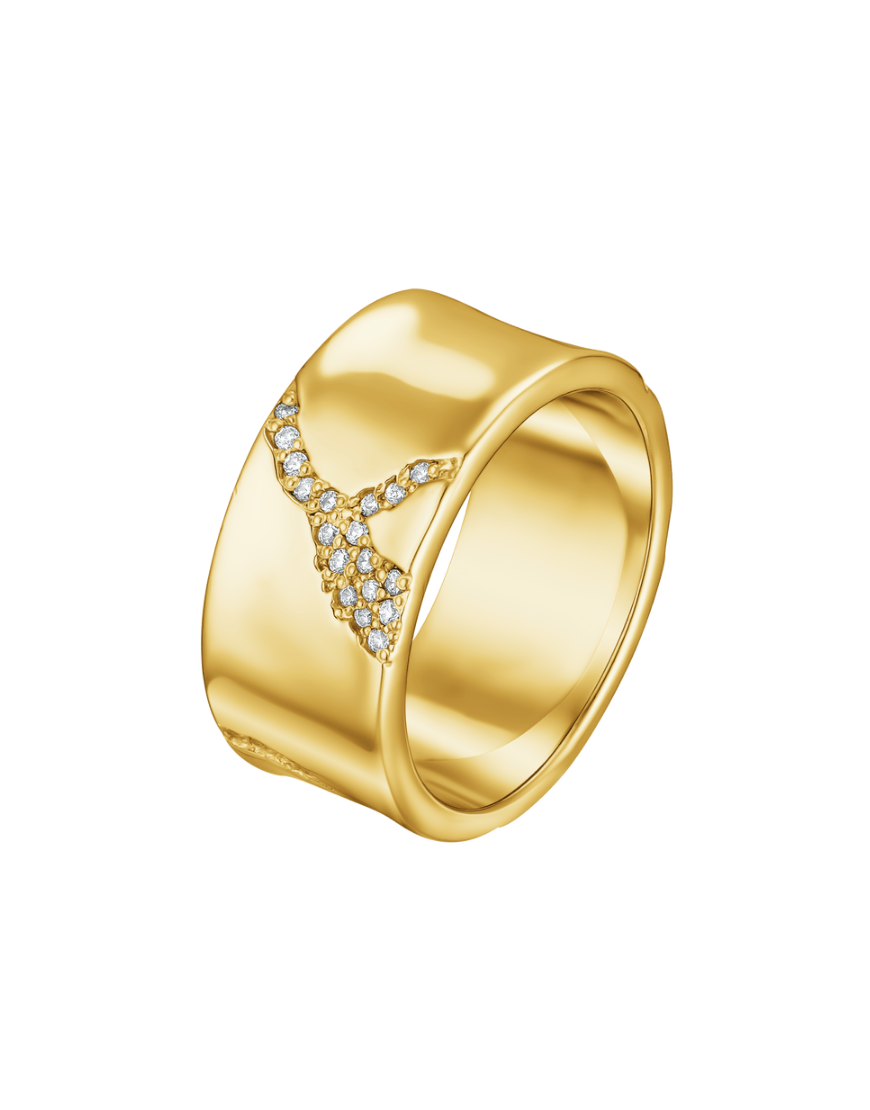 Каблучка Crack з камінням жіноча RIMMART JEWELRY золота 17