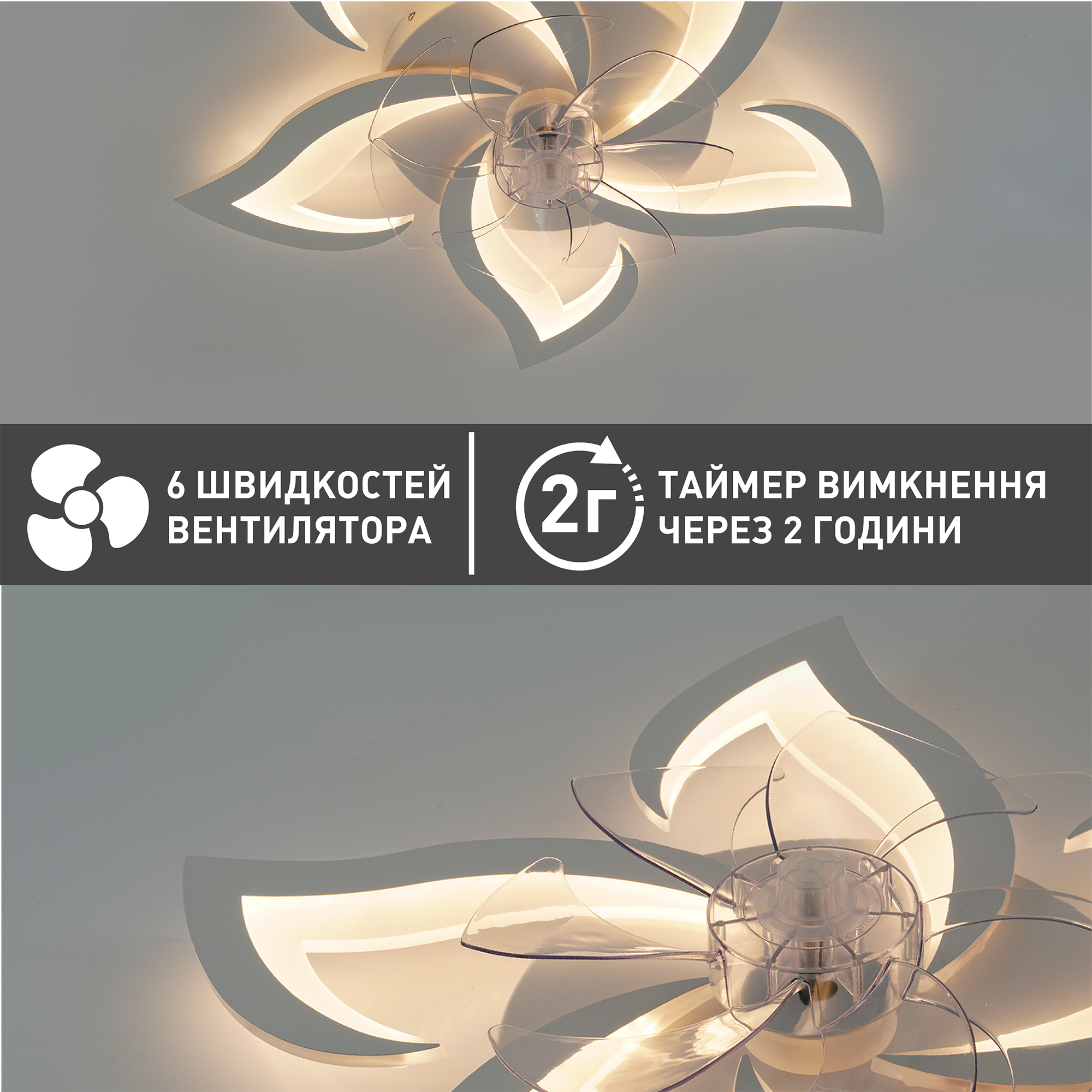 Люстра с вентилятором ESLLSE FAN ELLA LED с пультом 72/18 Вт 680x120 мм Белый (10420) - фото 7