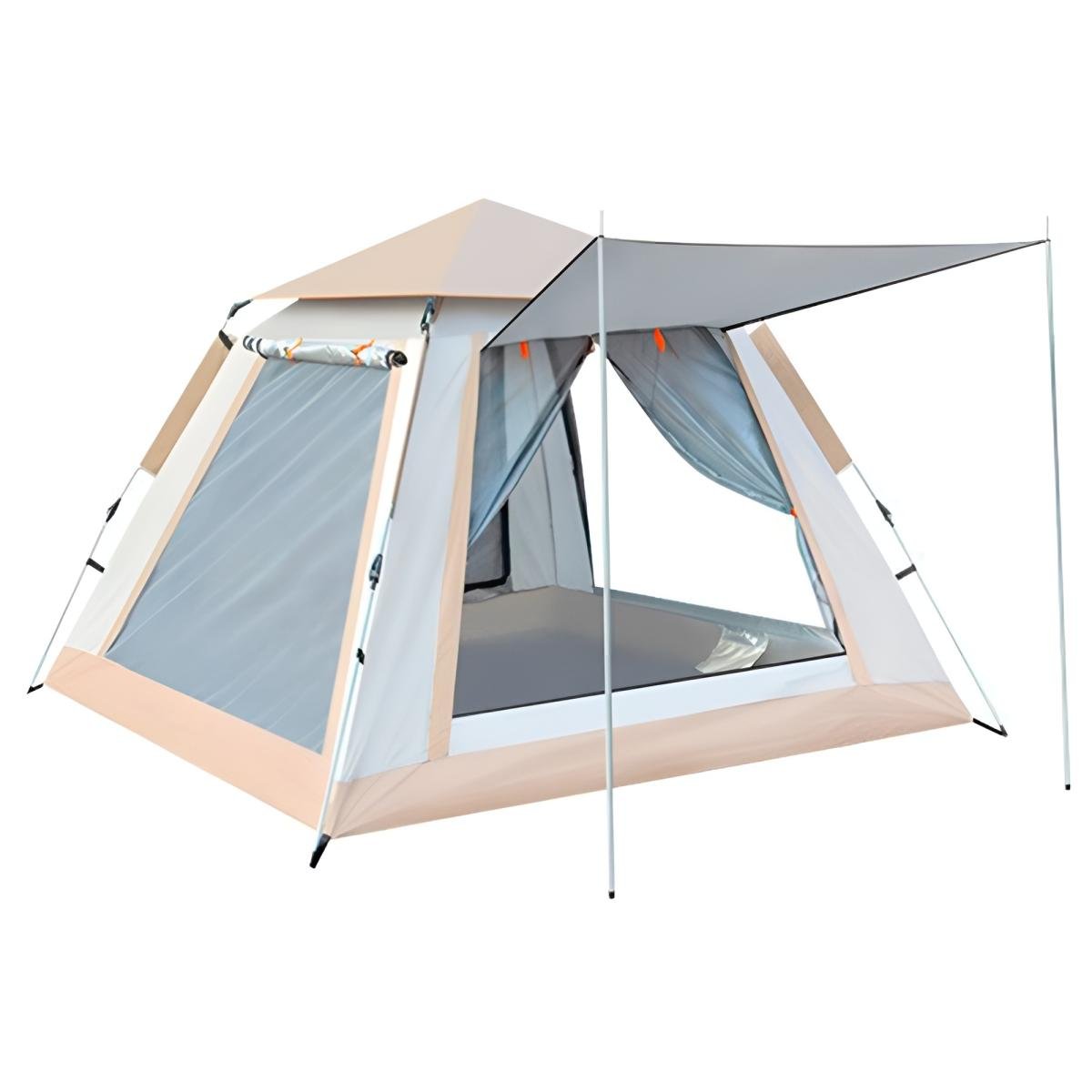 Палатка туристическая двухместная 200х200х145 см с тентом Бежевый (LU003BE)