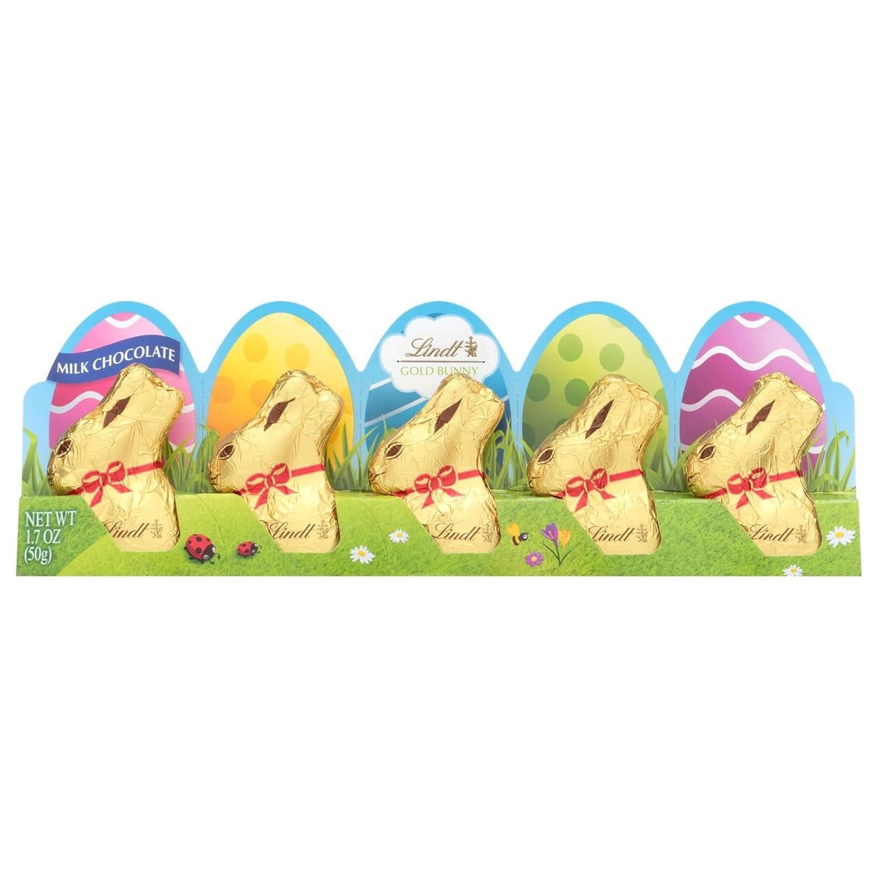 Пасхальные шоколадные кролики Lindt Gold Bunny Mini Milk Chocolate 5 шт. 50 г (2576231454)