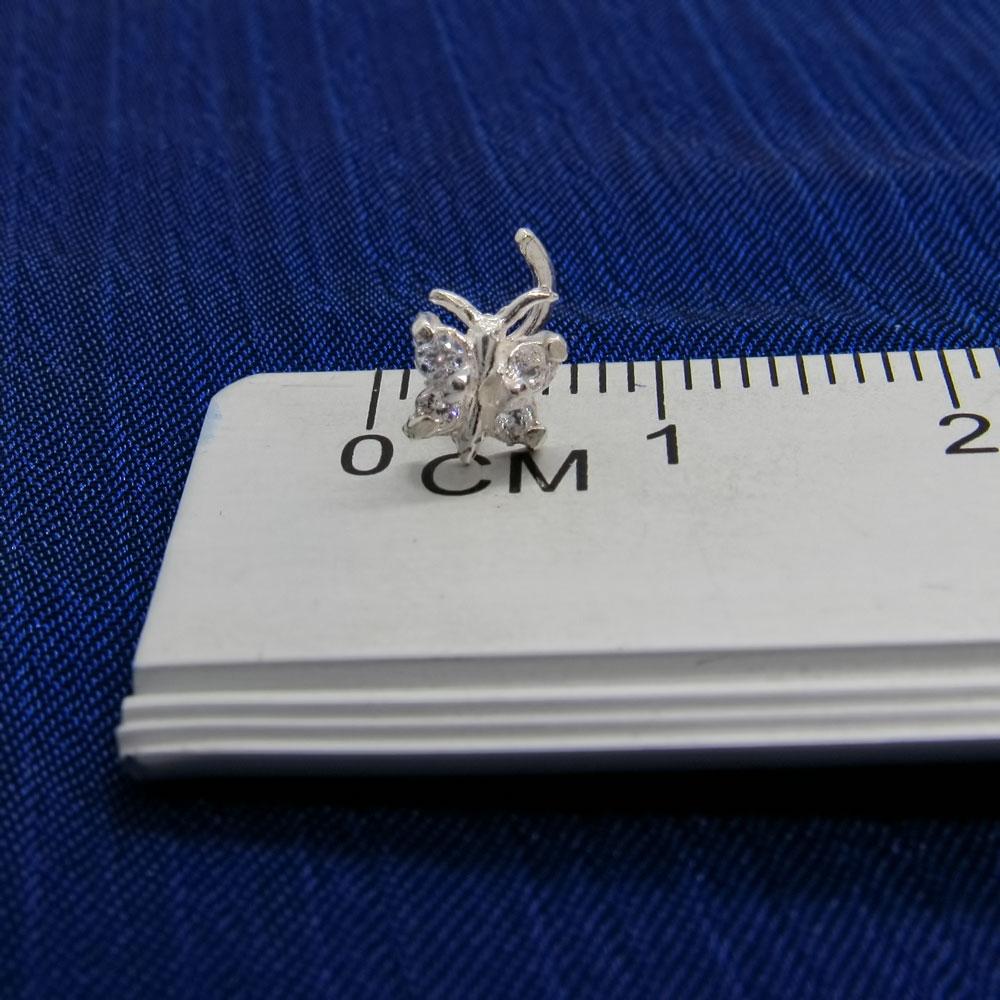 Срібний нострил пірсинг в ніс Метелик (1372862609) - фото 2