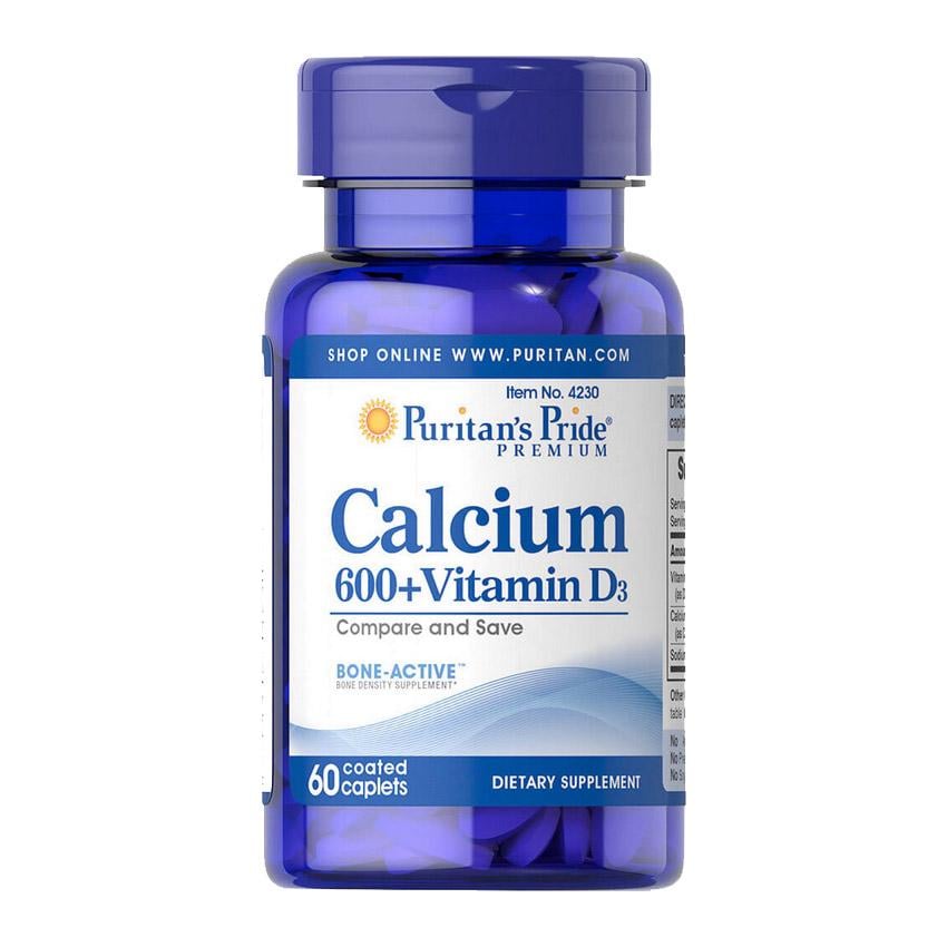 Кальцій карбонат з вітаміном D3 Puritan's Pride Calcium 600 + Vitamin D3 60 табл.