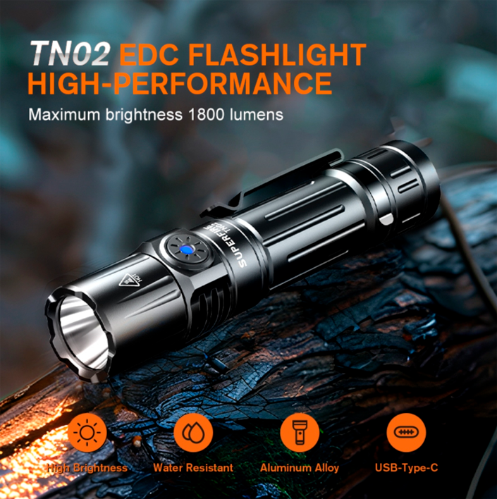 Ліхтар ручний акумуляторний SuperFire TN02 1800 Lumen IP44 (2511622515) - фото 3 Ліхтар ручний акумуляторний SuperFire TN02 1800 Lumen IP44 (2511622515) - фото 3
