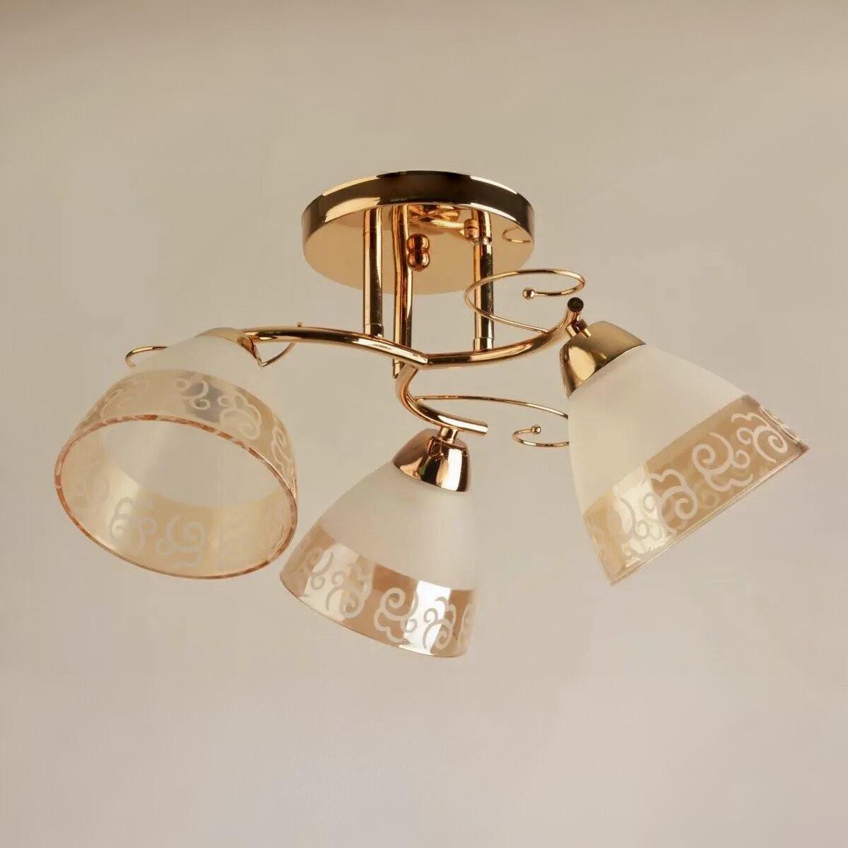 Люстра Sirius на три круглых плафона под лампу Е27 Золотой (Л 8003/3 FG)