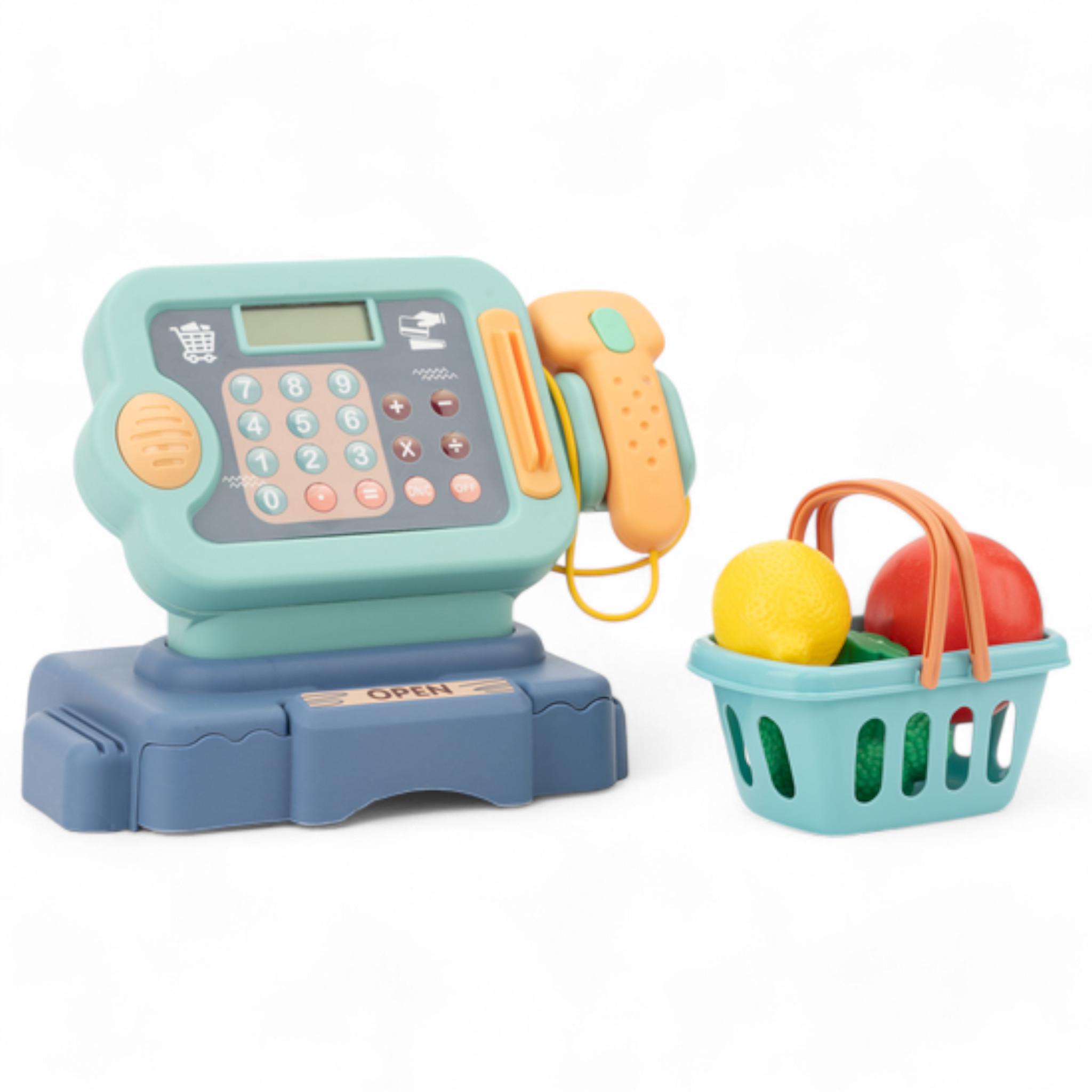 Игровой набор Kolinbaby Cach Register Blue кассовый аппарат/сканер/калькулятор/корзина с продуктами световые и звуковые эффекты (G_1001EBlue)
