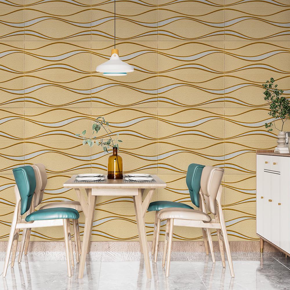 3D-панель самоклеющаяся настенно-потолочная Sticker Wall Золотые волны 700х700х5 мм (SW-00000766)