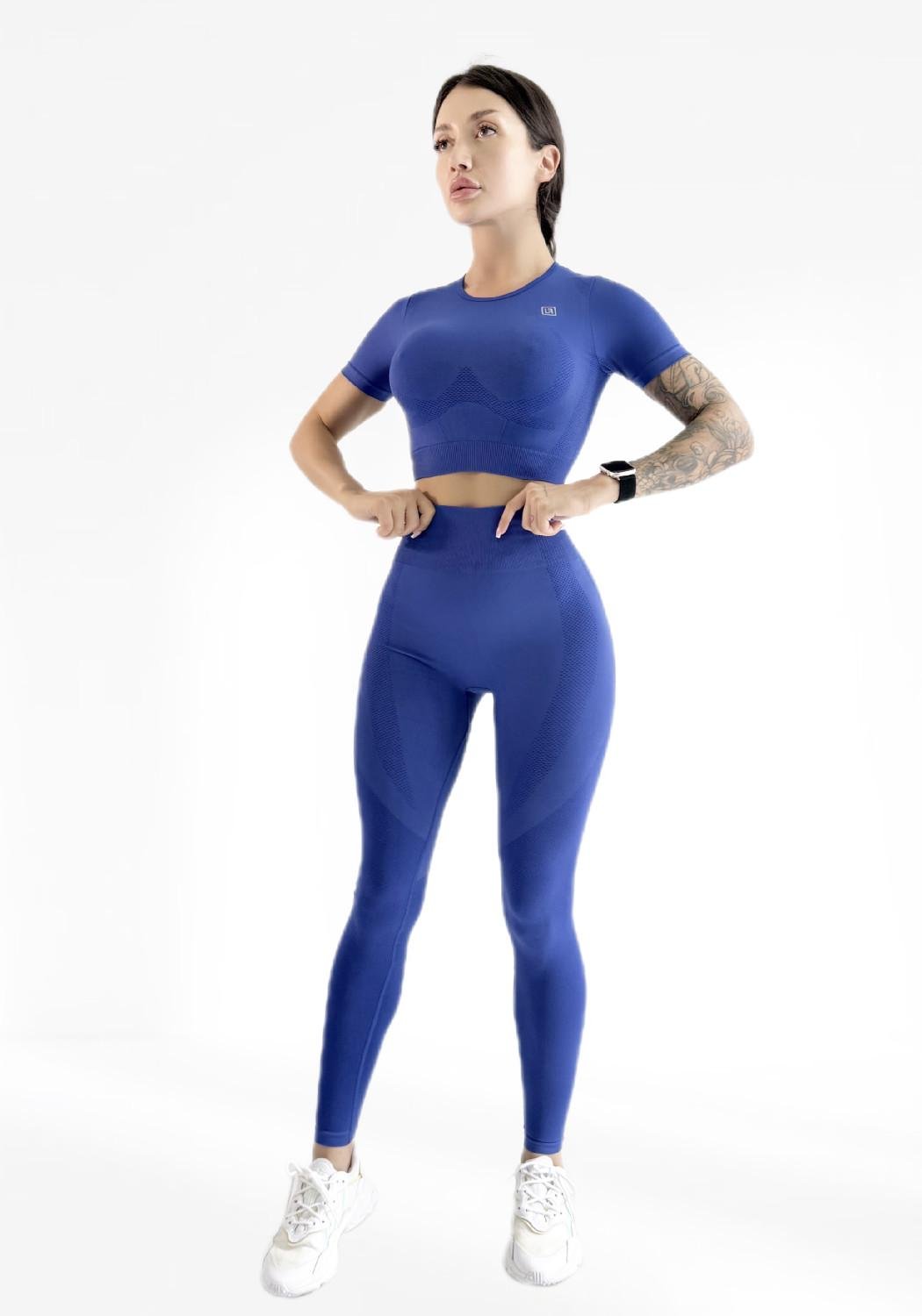 Костюм для фитнеса женский LILAFIT лосины пуш ап/топ S Синий (LFS000140)