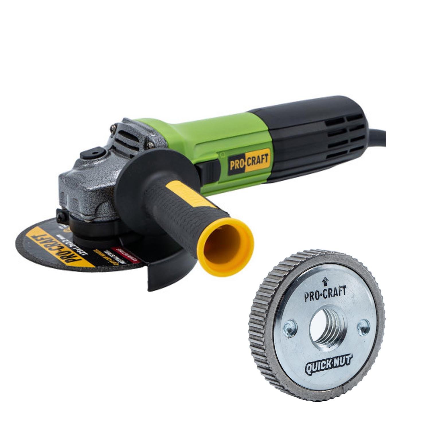 Кутошліфувальна машина Procraft PW1100ES 125 мм в комплекті швидкозатискна гайка Procraft M14 (141102)