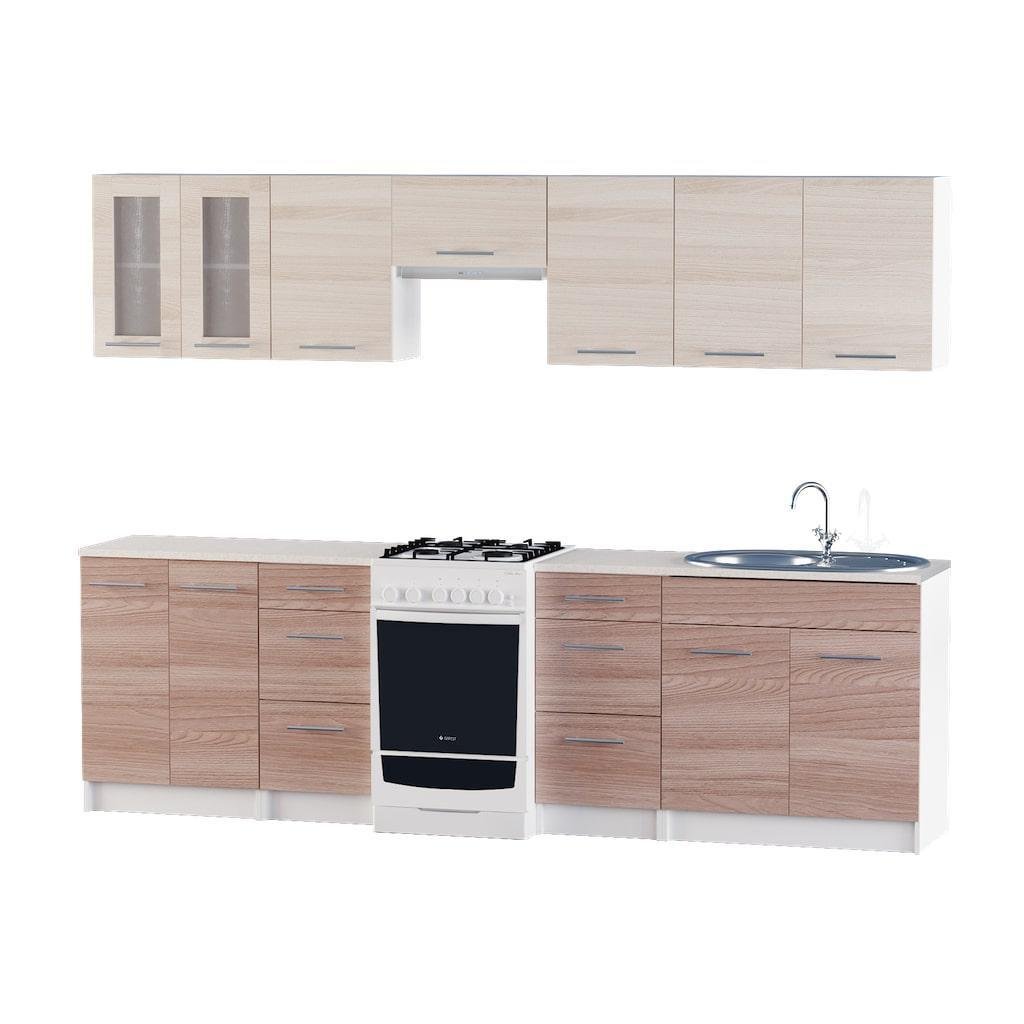 Кухня прямая Эверест Эко набор №13 2,7 м Ясень шимо темный шимо светлый (EVR-2957)