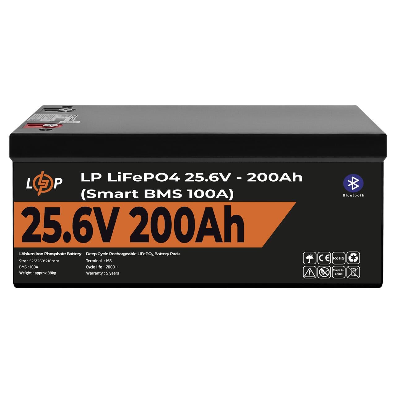 Аккумулятор LP LiFePO4 24V 25,6V-200 Ah 5120Wh Smart BMS 100А с BT пластик