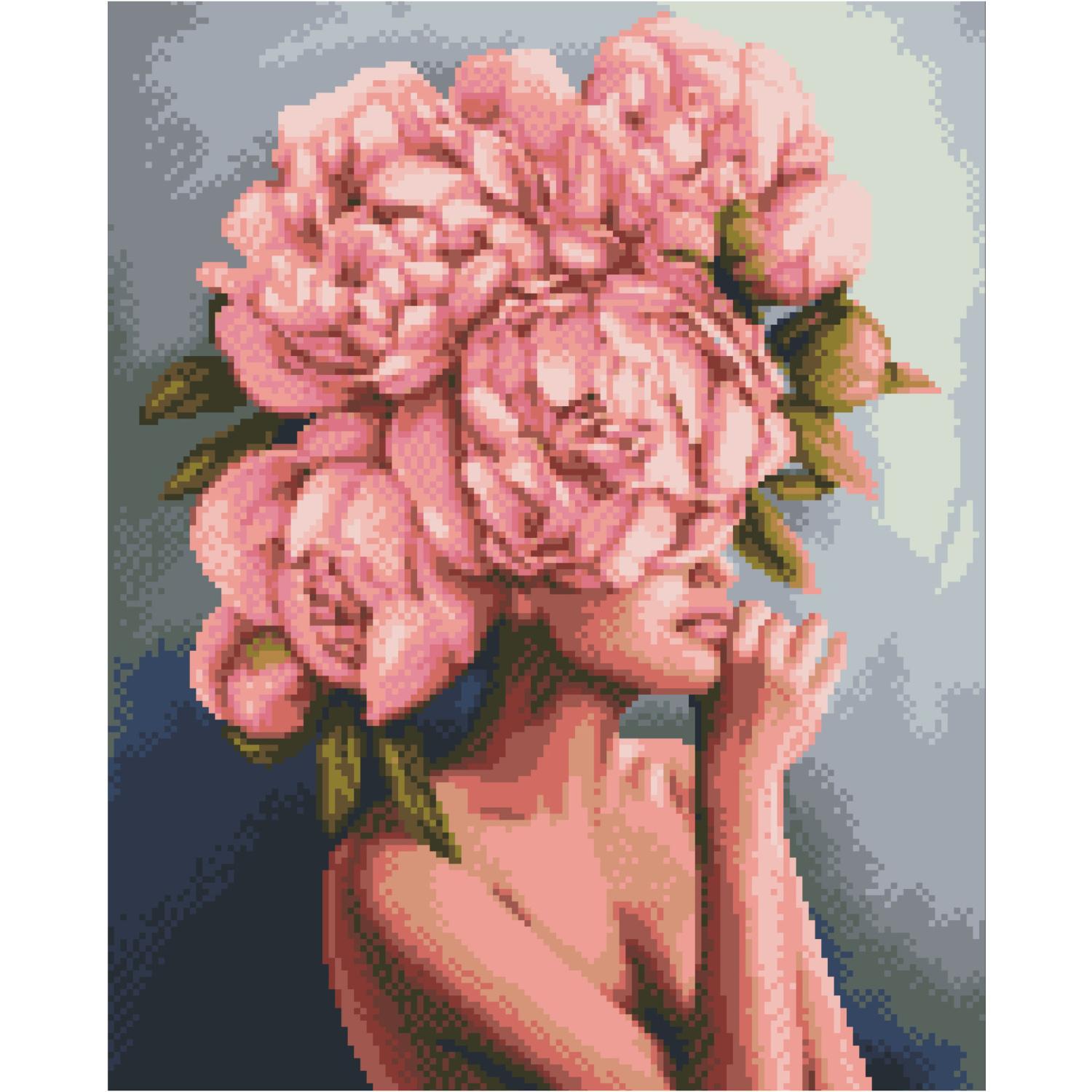 Алмазная мозаика Strateg Премиум Волосы-цветы 40x50 см (FA40885)