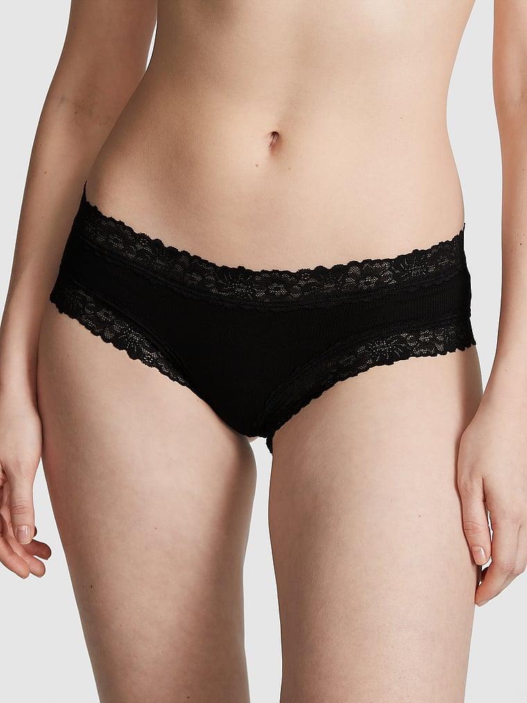 Трусики женские Victoria's Secret (146987562344) WINK LACE-TRIM CHEEKY M Черный (2293800083)