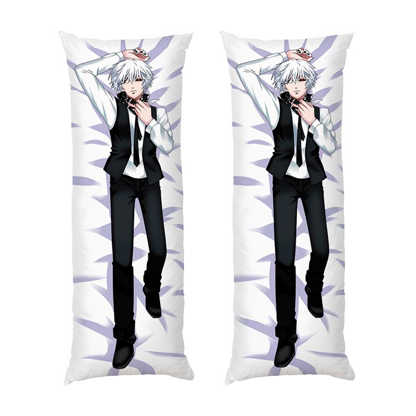 Подушка дакимакура Kaneki Ken on gray linen Tokyo Ghoul габардин 140х45 см (112601-2)