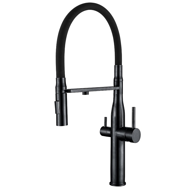 Смеситель для кухни на две воды MIXXUS VTM-021 Refl.Black с гибким изливом Black (MI6089)