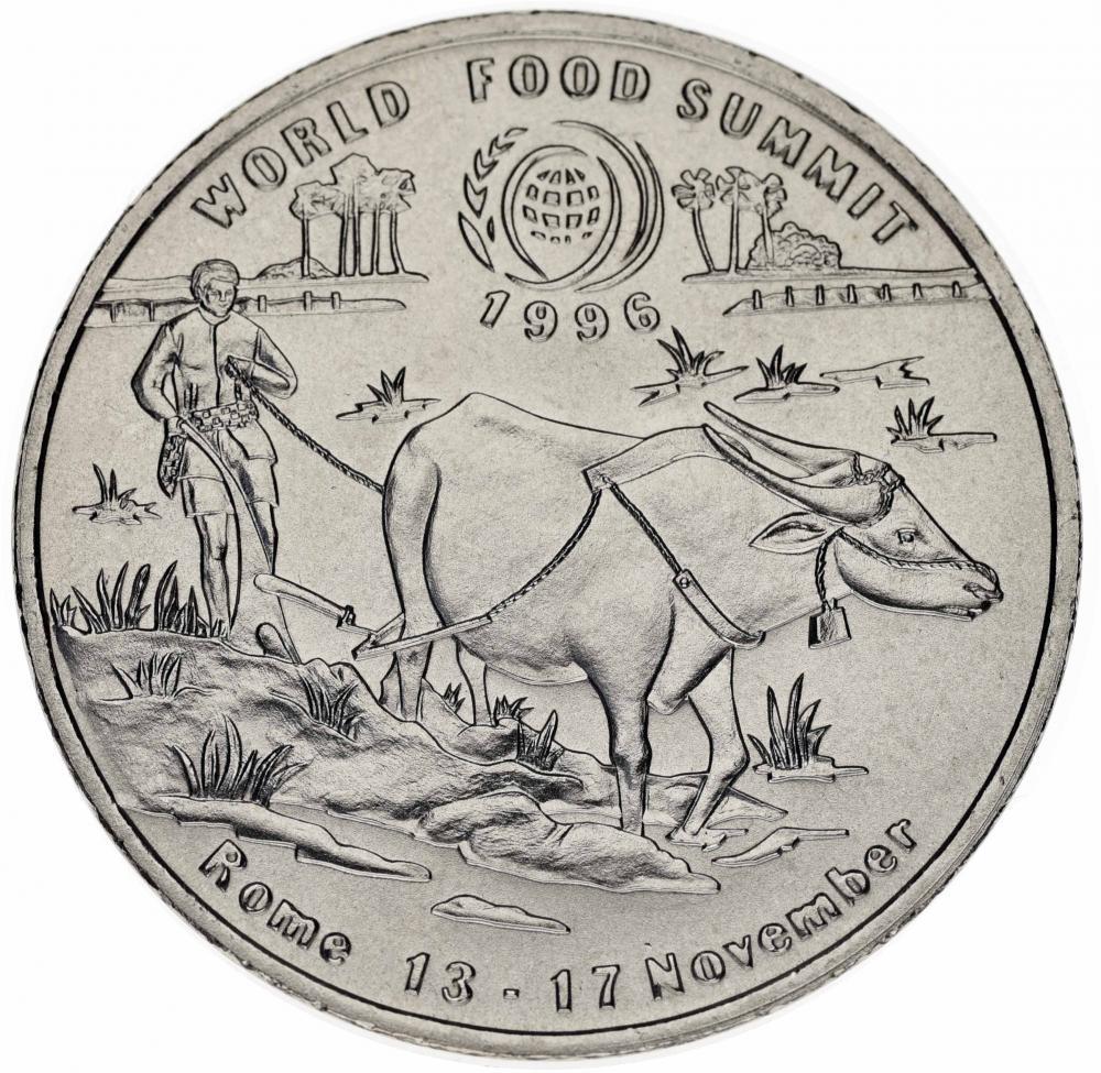 Коллекционная монета Лаос 10 коп 1996 UNC FAO ФАО Буйвол (KM#61)