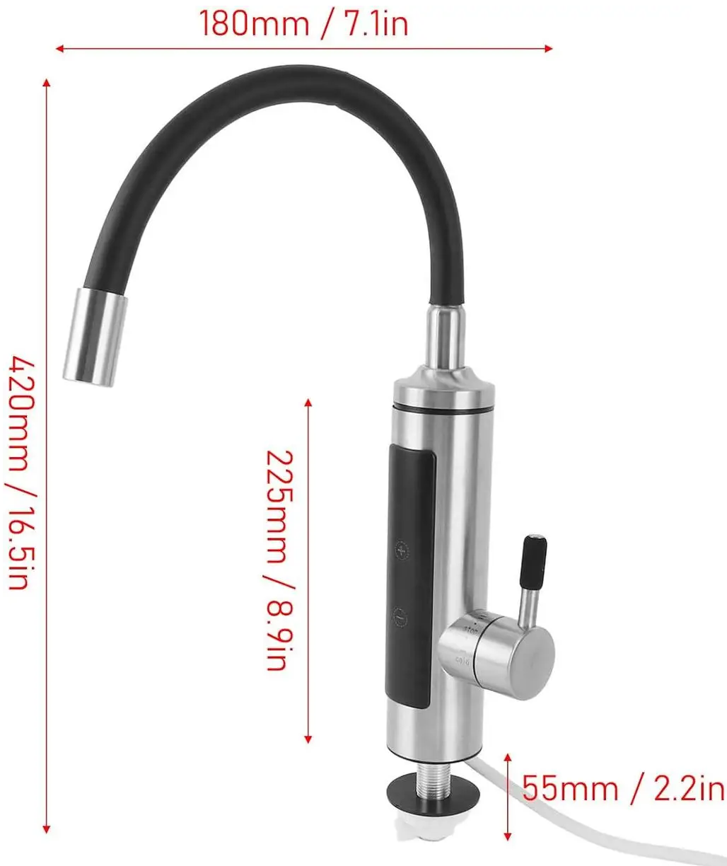 Проточный водонагреватель PY-010-1 гибкий кран с экраном металл (29197747) - фото 5