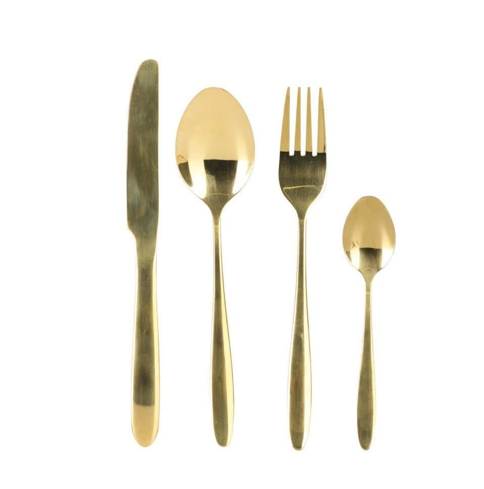 Набор столовых приборов на 6 персон зеркальная полировка/нержавеющая сталь 24 предмета Золотой (2954759917)