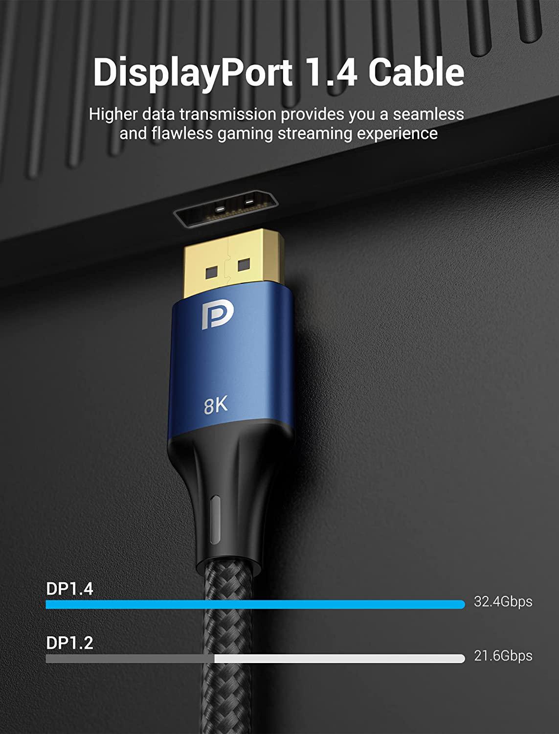 Кабель Vention DisplayPort 1.4 8K 60Hz 4K 144Hz 1080p 240Hz 32.4 Гбит/с DP Dynamic HDR G-Sync Free Sync 5 м Черный (HCELJ) - фото 2
