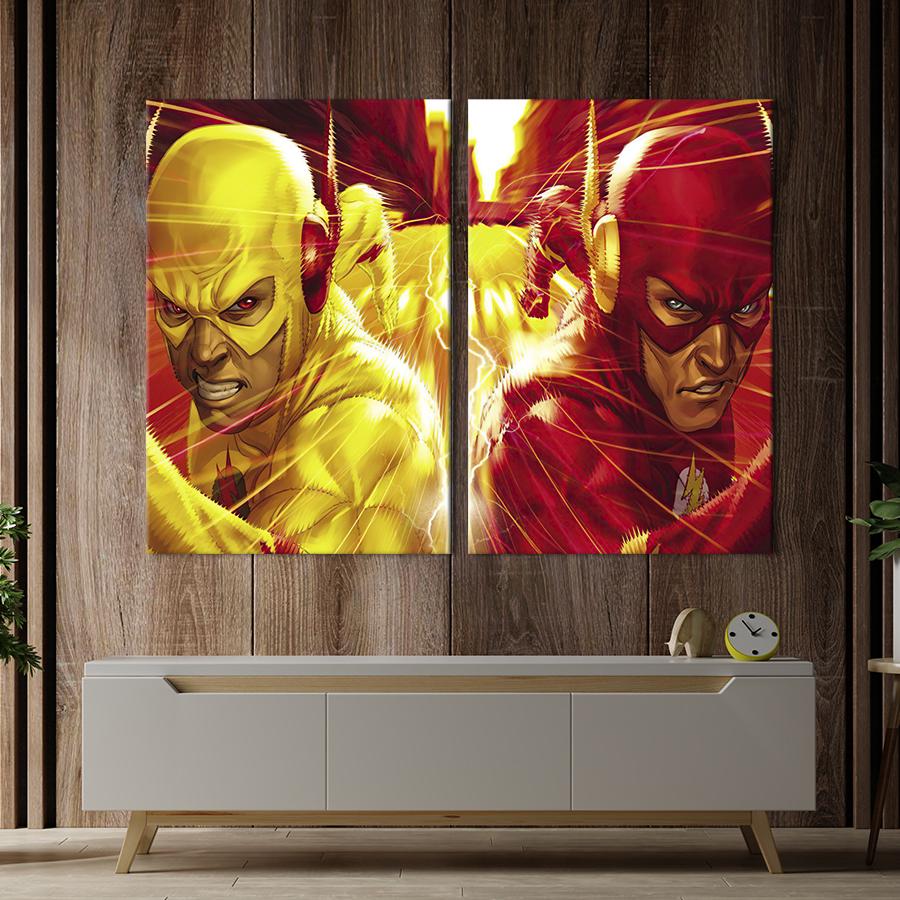 Настінний декор диптих картина на холсті для інтер’єру Флеш та Професор Зум 111x81 см (710-2)