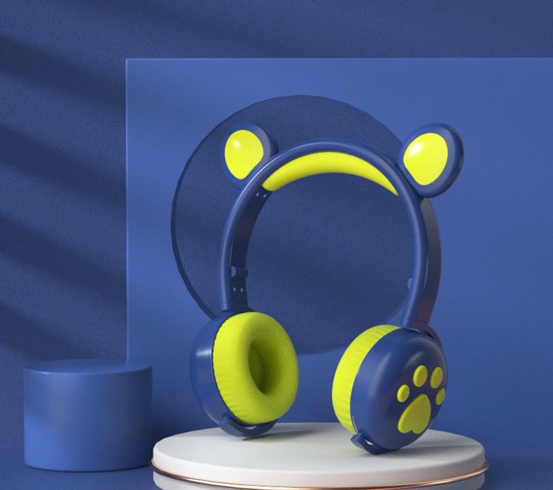 Наушники беспроводные детские ВК-5 с микрофоном с ушками LED Синий (26389236) - фото 2