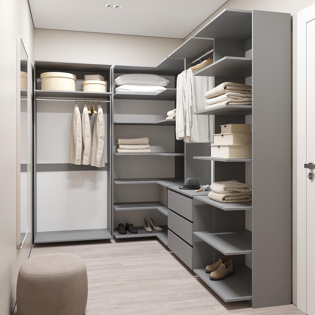 Гардеробная система Гардеробна-2 кут 2100х4200х500 мм Антрацит (28592791)