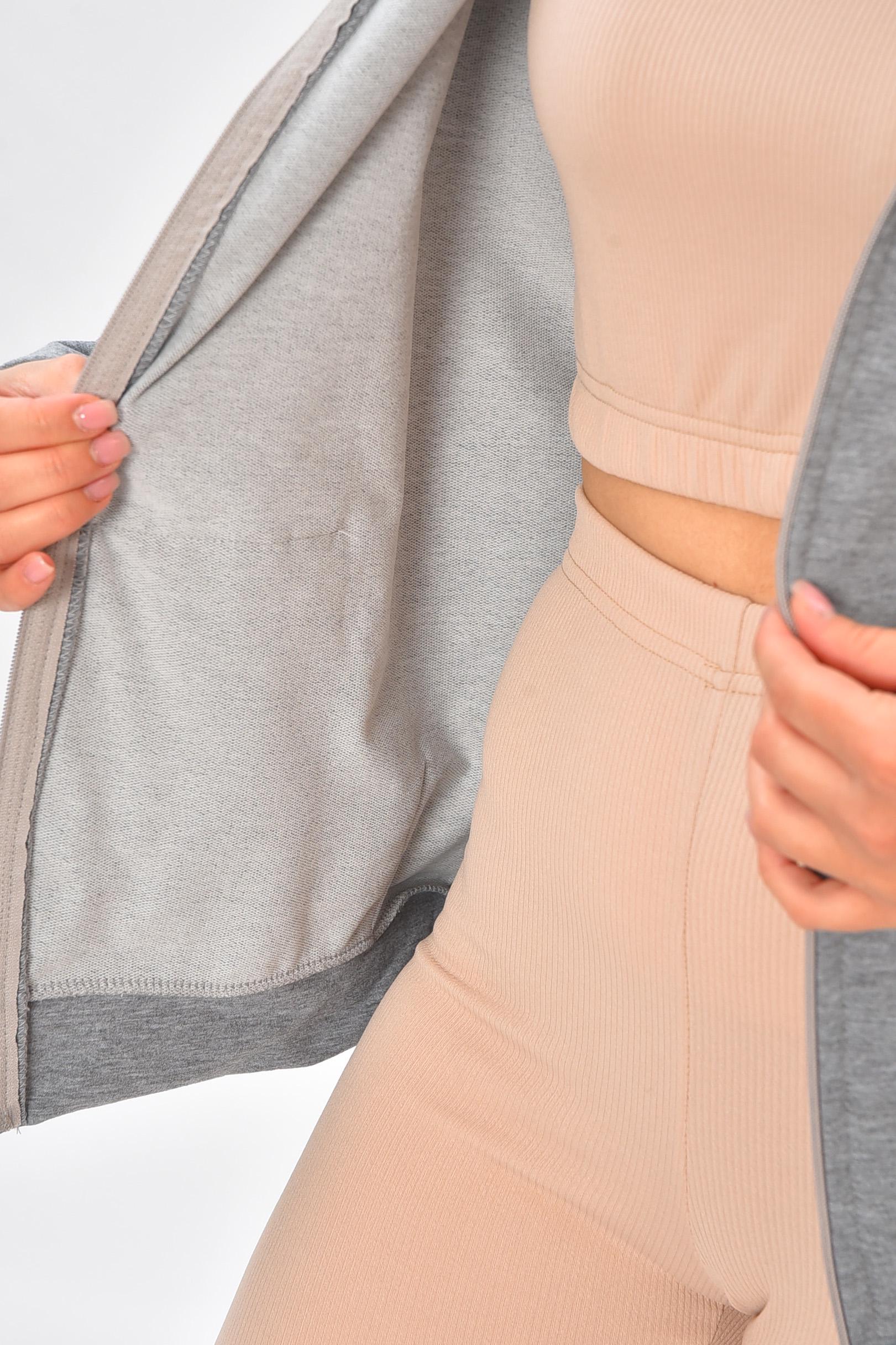 Кофта спортивна жіноча 204434 S-L Сірий - фото 4 Кофта спортивна жіноча 204434 S-L Сірий - фото 4