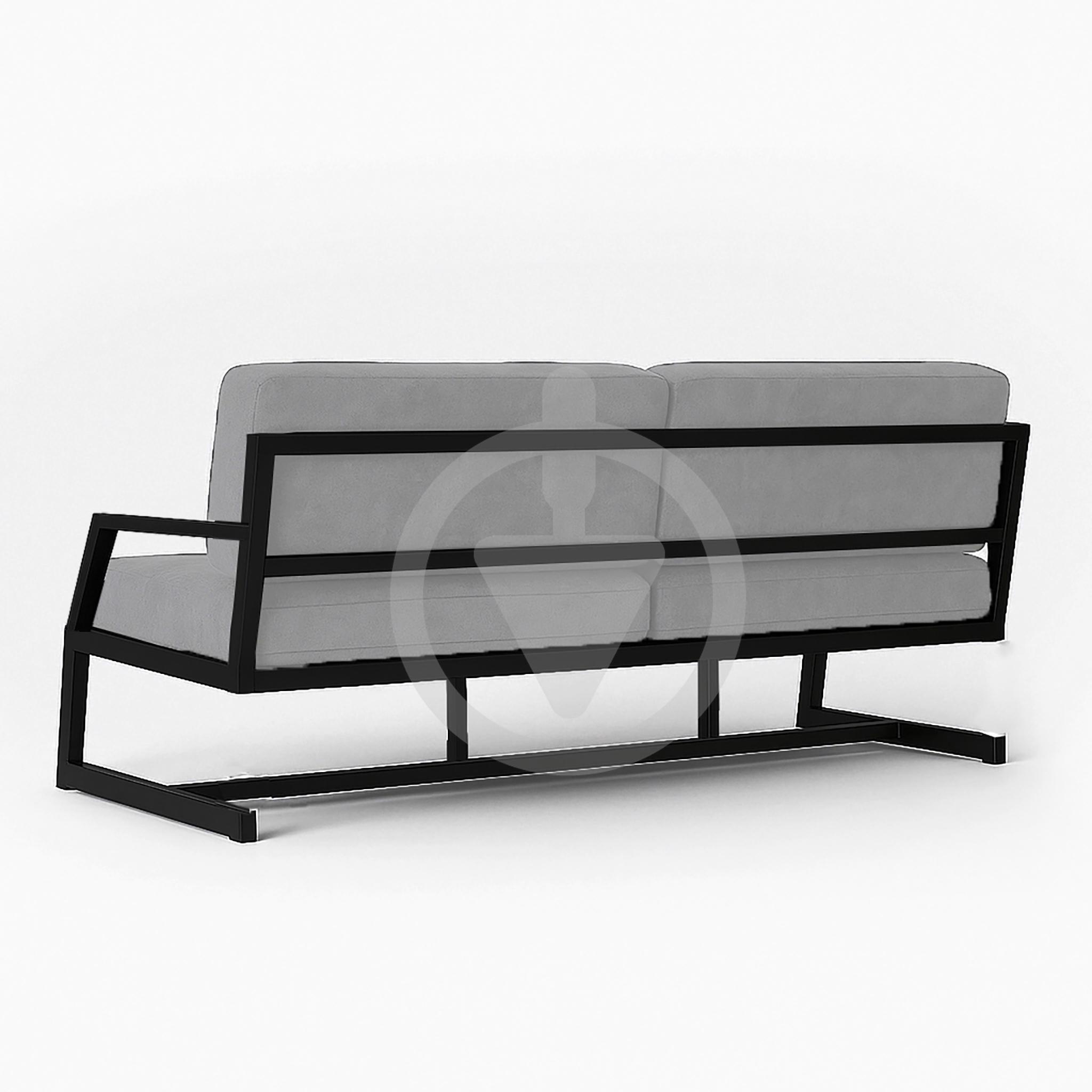 Диван металлический AVVS Атлас с подлокотниками лофт велюр 126 см Светло-серый - фото 3