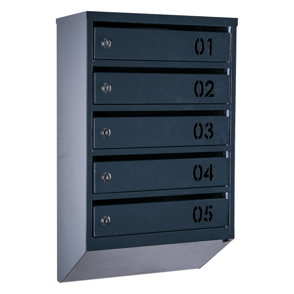 Почтовый ящик многосекционный ЯП05В 5-ячеек с замками Антрацитовый (21005280)