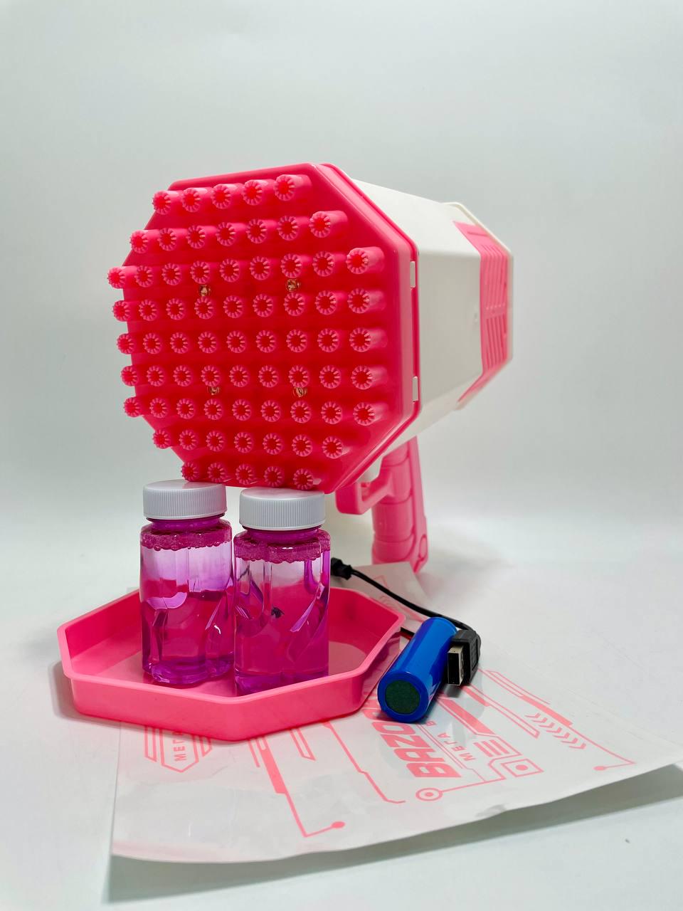 Пистолет с мыльными пузырями WToys 69 отверстий/цветная подсветка/автоматический принцип/аккумулятор - фото 5