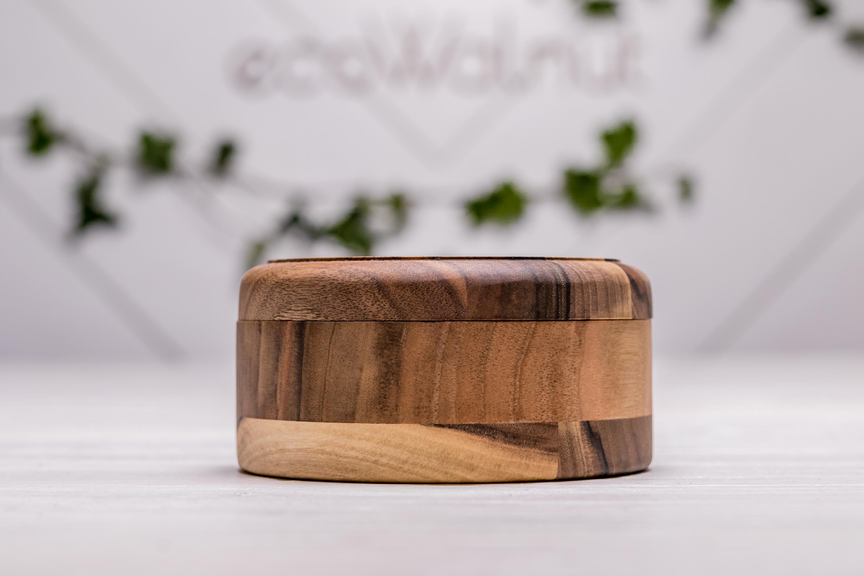 Шкатулка EcoWalnut деревянная круглая для украшений (EB-7) - фото 4