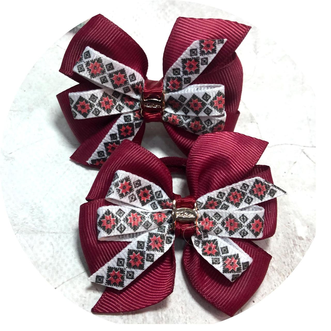 Бантики детские на резинке Украинский орнамент 7 см 2 шт. Бордовый (11506) Бантики детские на резинке Украинский орнамент 7 см 2 шт. Бордовый (11506)
