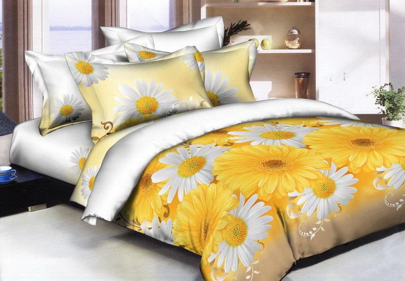 Комплект постельного белья Zastell 12081 Ромашки микросатин семейный 2х145х210 Желтый