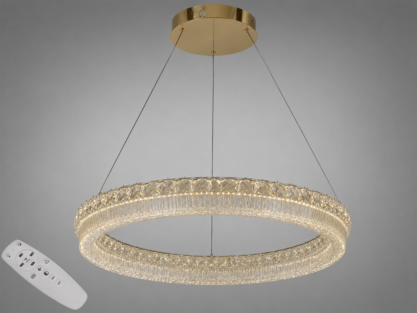 Люстра-подвес светодиодная с пультом 95W Золотой (MD6027/600S-gold)