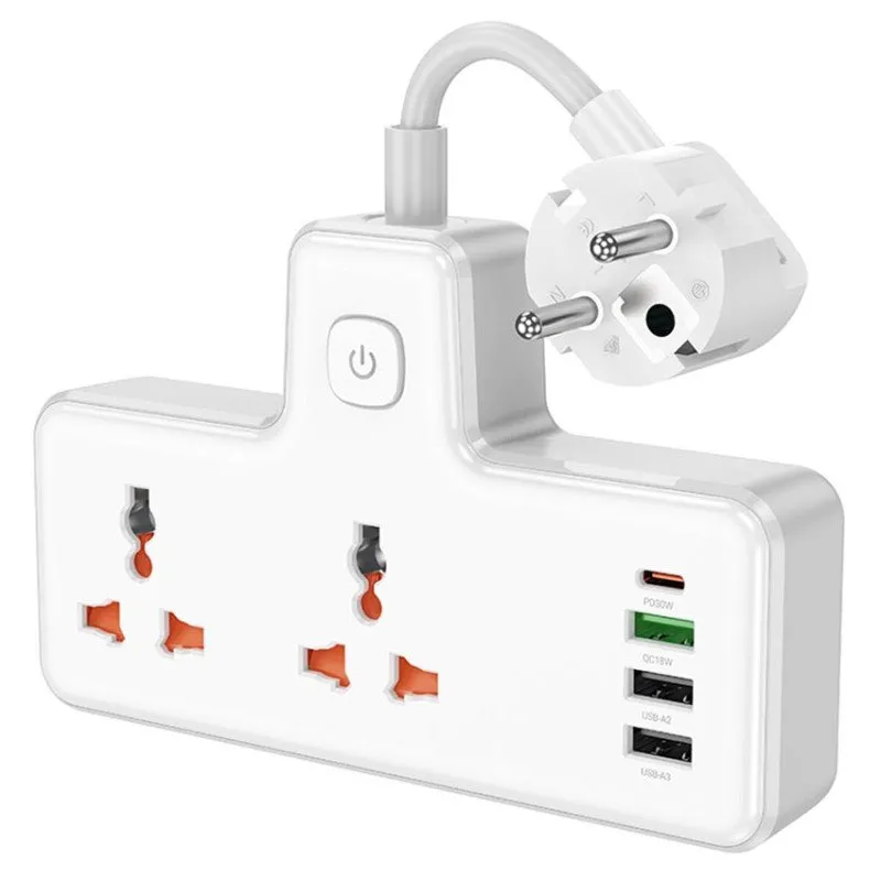 Удлинитель сетевой Hoco AC12A Reise 2-Position Expansion Socket PD30W/1C3A White