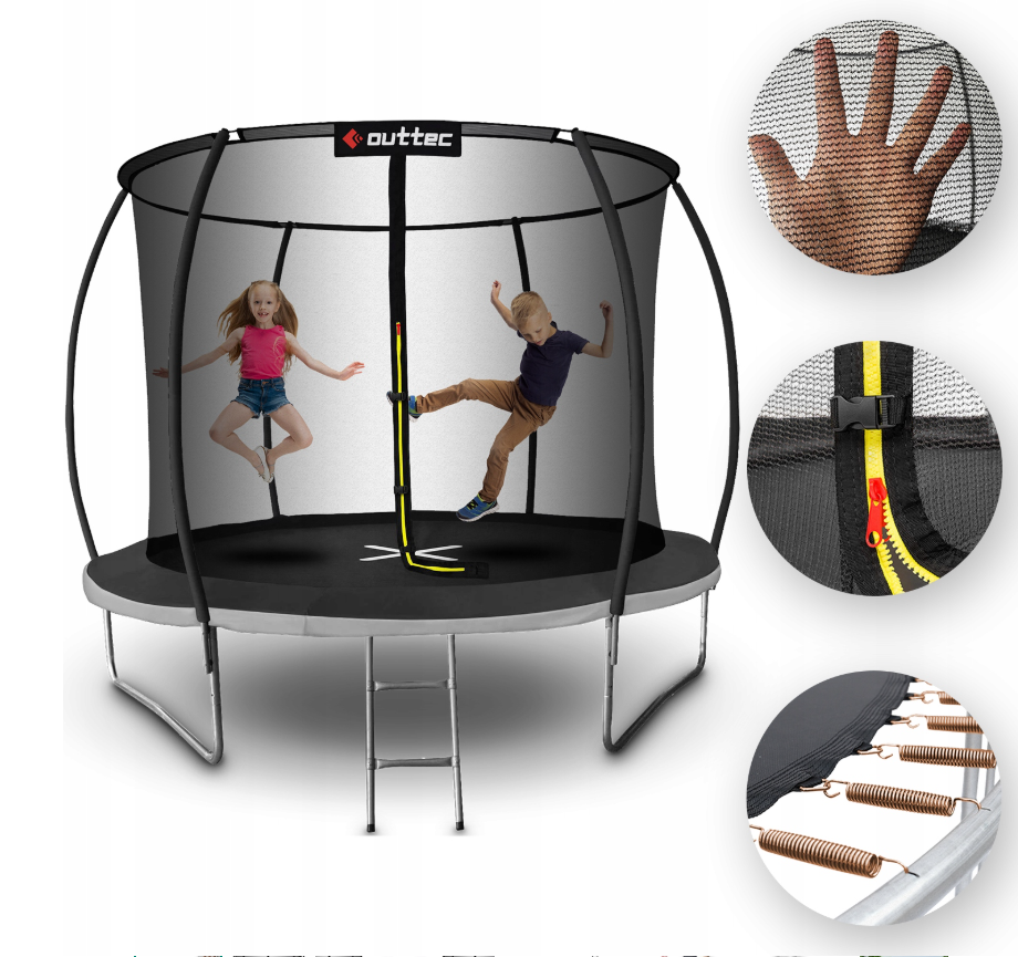 Батут Outtec Pumpkin з внутрішньою сіткою 12 футів 374 см Чорно-сірий (426762) - фото 5 Батут Outtec Pumpkin з внутрішньою сіткою 12 футів 374 см Чорно-сірий (426762) - фото 5