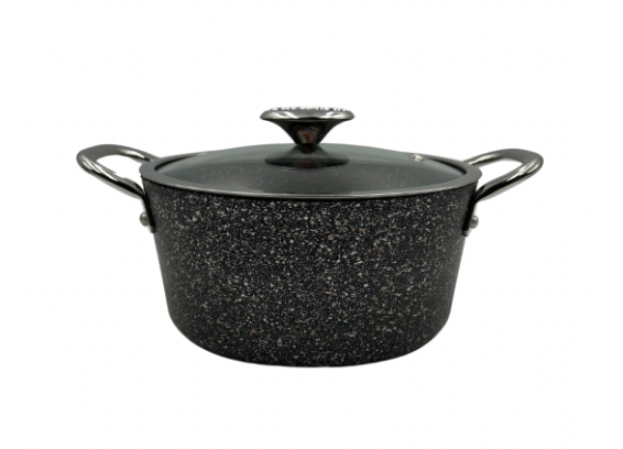 Каструля з кришкою OMS з антипригарним покриттям для газу і індукції 7,8 л Чорний (3116-7.8)
