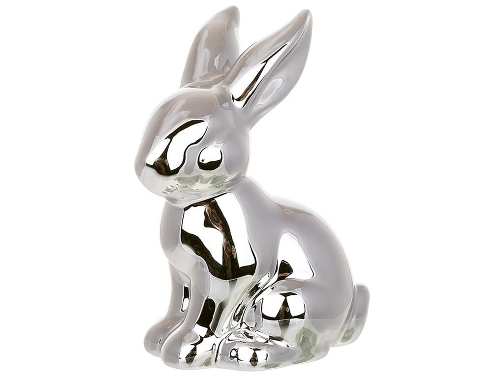 Фигурка декоративная фарфоровая Кролик 7,8х5х10,4 см Серебро (BDI-495-485)