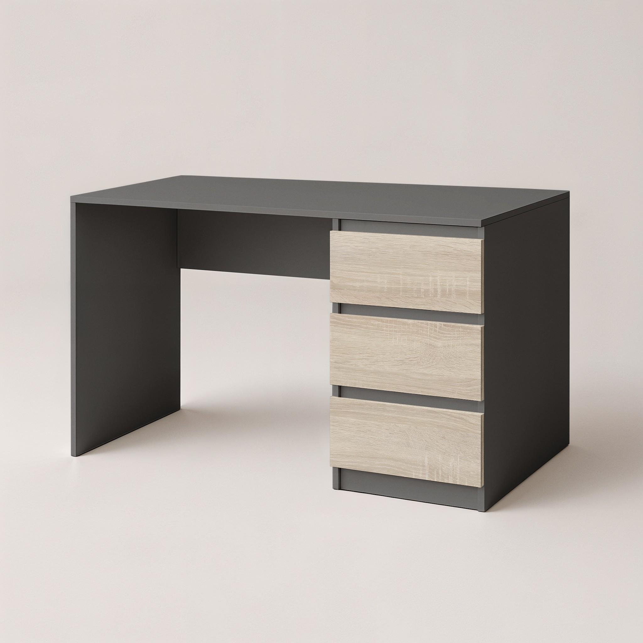 Письмовий стіл на 3 шухляди без ручок FT-224 1200x600x750 мм Антрацит/Дуб Сонома - фото 2 Письмовий стіл на 3 шухляди без ручок FT-224 1200x600x750 мм Антрацит/Дуб Сонома - фото 2