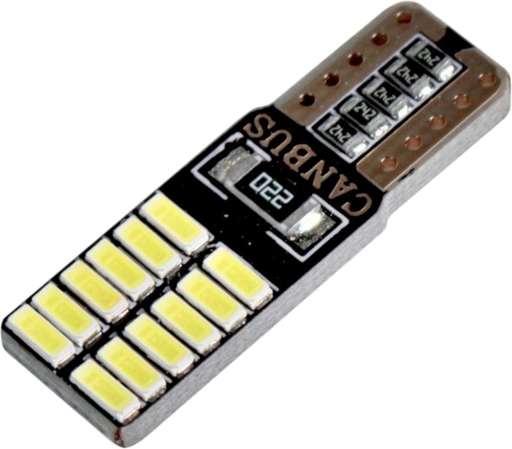 Лампочка без цоколя LED SMD T10_1W Белый 24-диоды 12V W3x4.6d Zollex 2 шт. 16091 LED T10 SMD4014x24 12V