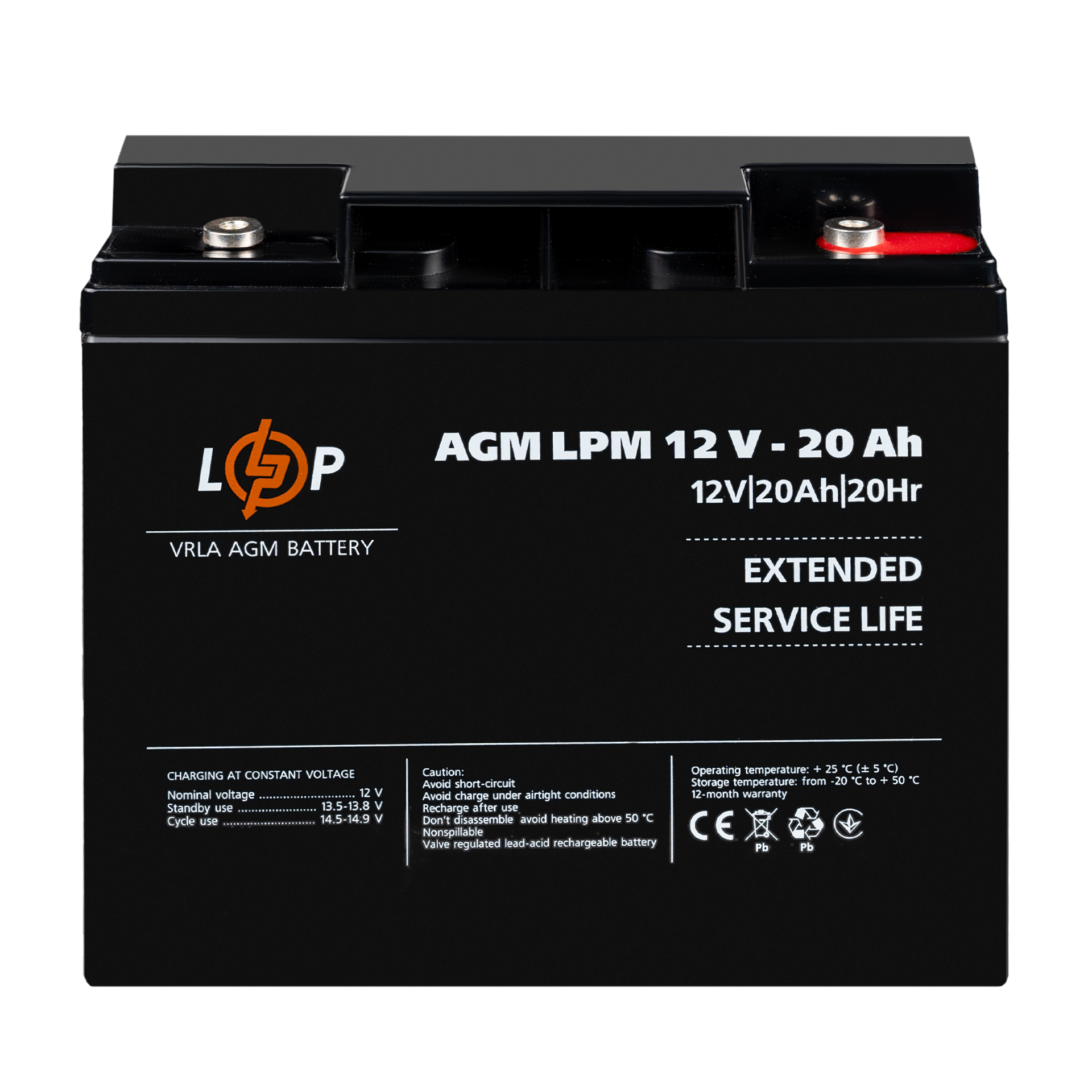 Акумулятор LogicPower AGM LPM 12V-20 Ah під болт М5 (26454065) - фото 2