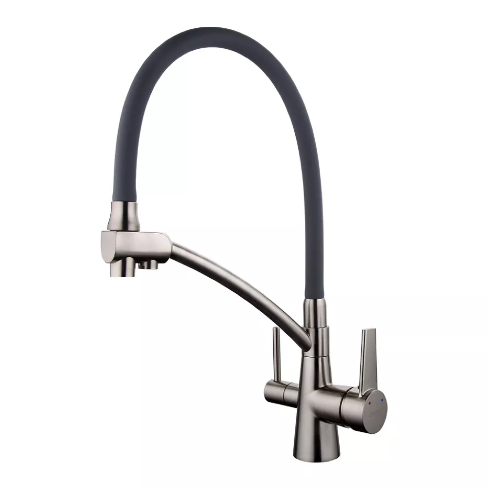 Смеситель кухонный Gappo G4398 с гибким изливом на две воды Серый/Сатин (24583094)