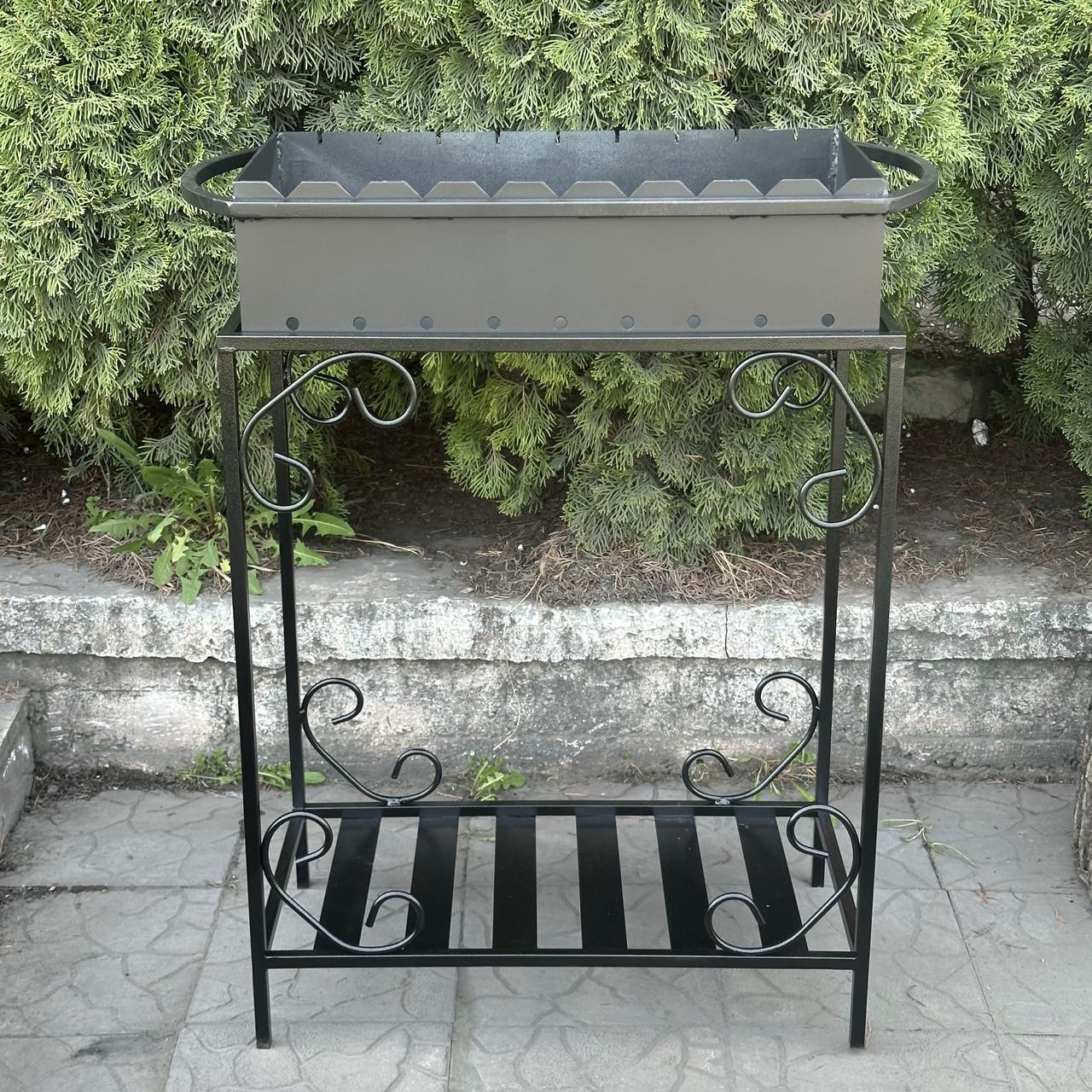 Мангал Metalzavod Гефест на 9 шампурів 3 мм на дровниці 79х36,5х94,5 см (MD9-3) - фото 1 Мангал Metalzavod Гефест на 9 шампурів 3 мм на дровниці 79х36,5х94,5 см (MD9-3) - фото 1