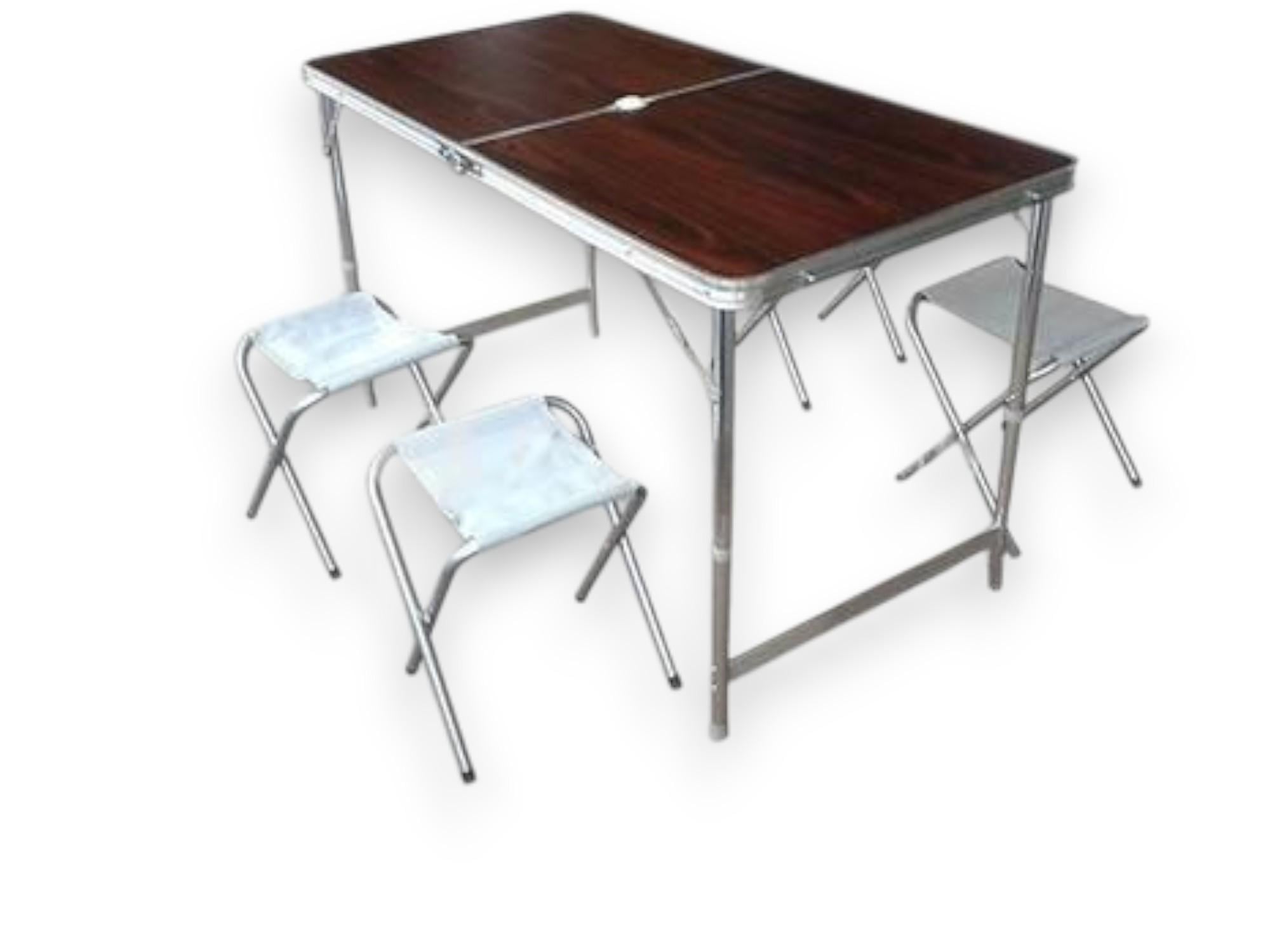 Набір розкладний стіл і 4 стільці туристичний Турист на металевому каркасі Темно-коричневий (147-46-30023)