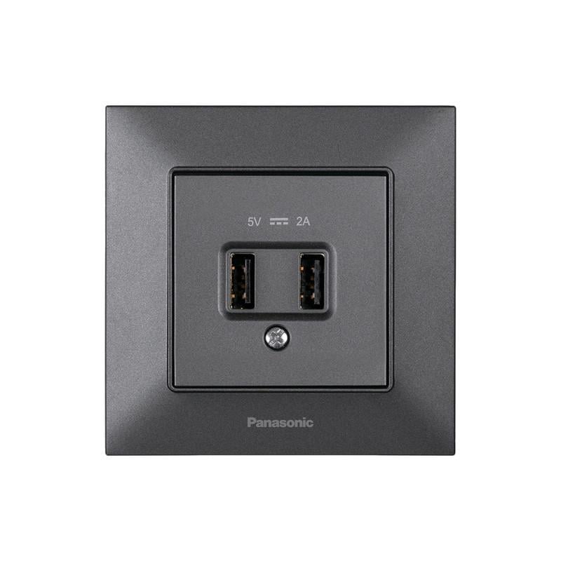Розетка USB двойная Panasonic Arkedia Slim 2А 5В тип А ABS Дымчатый (WNTC02312DG-UA1) Розетка USB двойная Panasonic Arkedia Slim 2А 5В тип А ABS Дымчатый (WNTC02312DG-UA1)