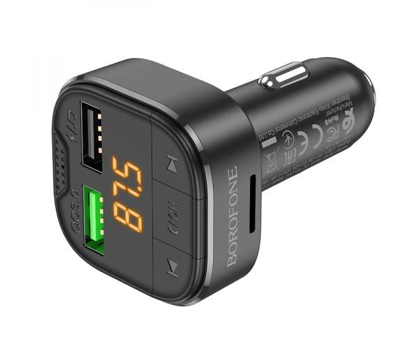 Модулятор автомобільний FM Borofone BC43 Flash QC3.0 car BT FM Black Модулятор автомобільний FM Borofone BC43 Flash QC3.0 car BT FM Black