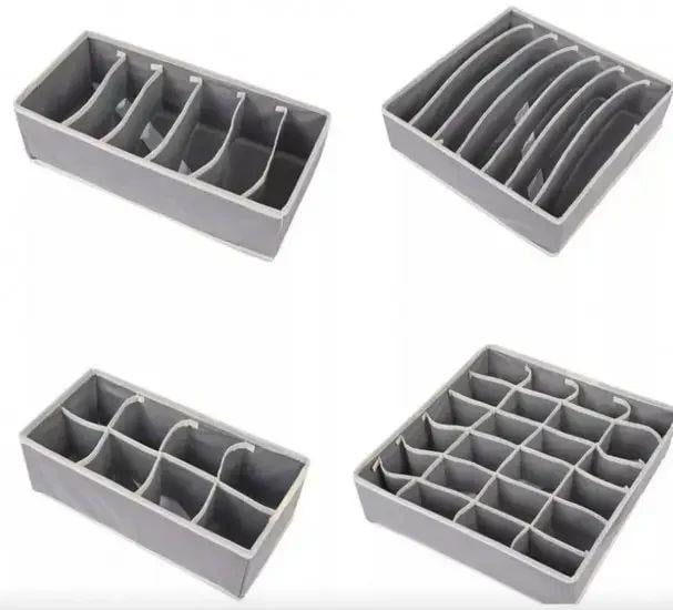 Набор органайзеров для хранения вещей и белья с ячейками сет 4 шт. Серый - фото 6 Набор органайзеров для хранения вещей и белья с ячейками сет 4 шт. Серый - фото 6