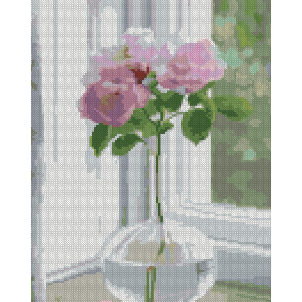 Алмазная мозаика Strateg Премиум Цветок на подоконнике 30x40 см (HX512)