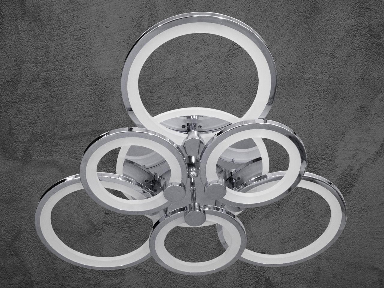 Люстра LED в детскую с подсветкой 140W на 20м2 Хром (D8022-3+3HR-LS)