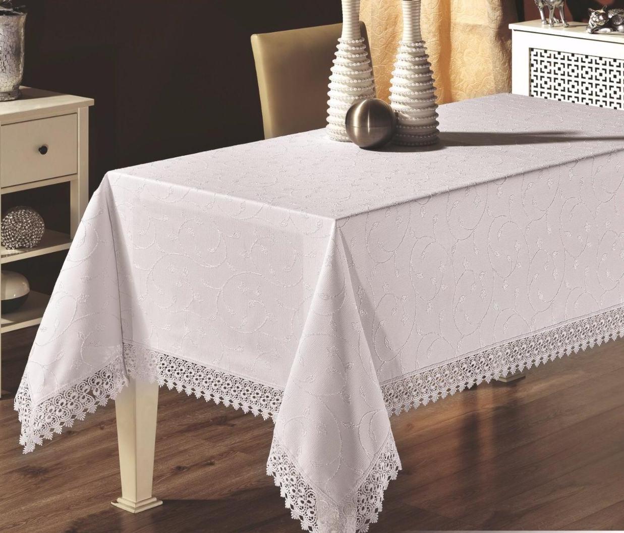 Скатерть с кружевом Maison Royale 160x300 KDK White (01MR01P160300K01)