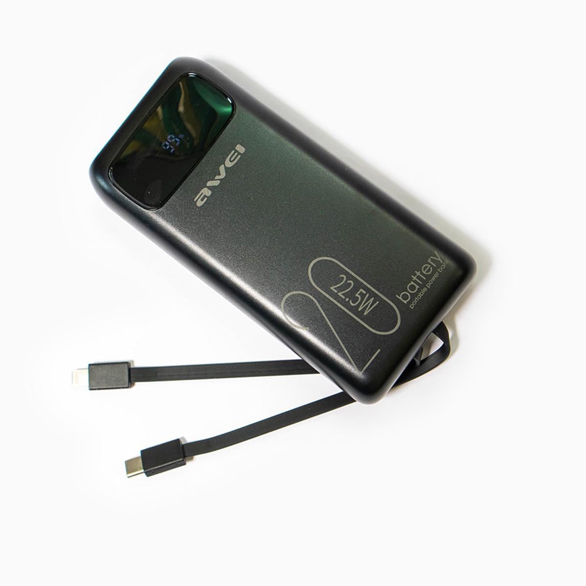 Повербанк с быстрой зарядкой Awei 225 W 20000 mAh Black